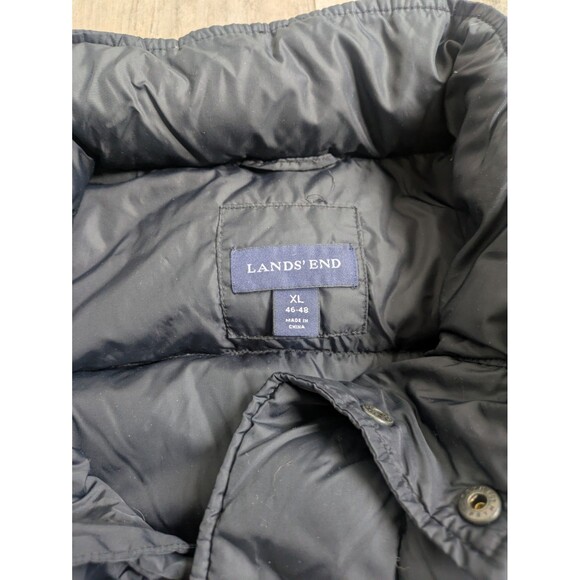 Lands End Goose Down Puffer Vest Men's XL (46-48) Black Snap Pockets Outdoor - Picture 4 of 6